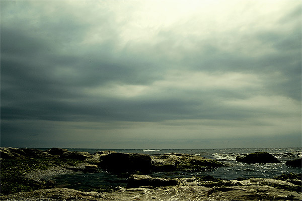 water rocks and sky