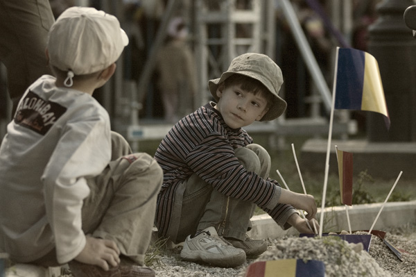 kids and flags