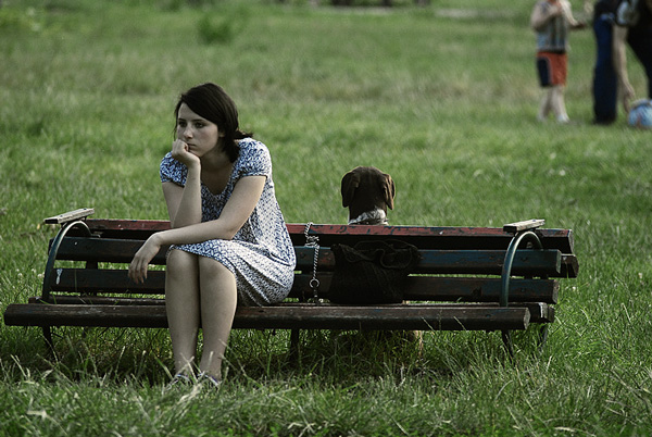 girl with a dog