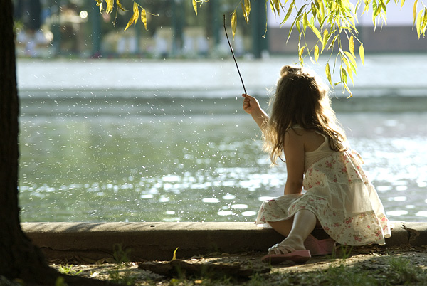 playing with water